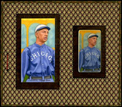 Picture, Helmar Brewing, T206-Helmar Card # 559, Eddie COLLINS, Belt up blue uniform, yellow back, Chicago White Sox